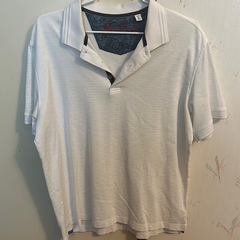 Robert Graham White Polo Shirt with Classic Collar